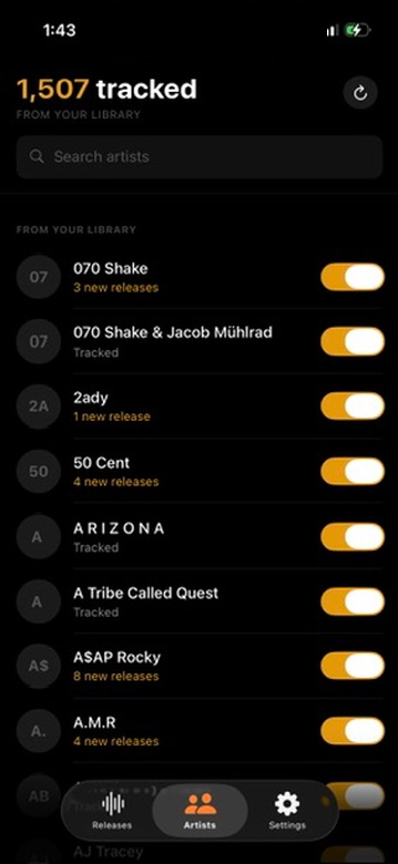 Dropwatch artists list